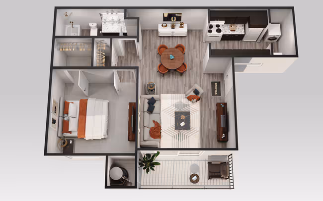 1 Bedroom 1 Bath 1412 floor plan